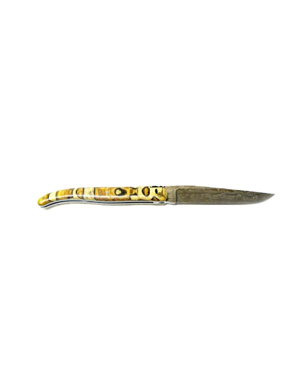 Couteau le Laguiole PM 12cm lame Damas Hêtre