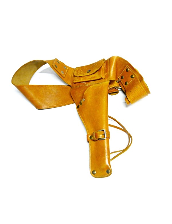 Holster cuir Havane avec ceinture et pouch