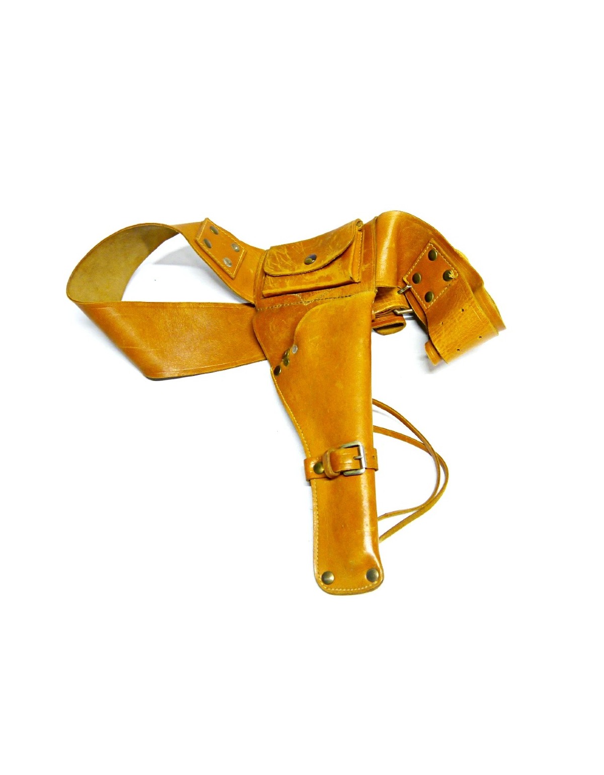 Holster cuir Havane avec ceinture et pouch