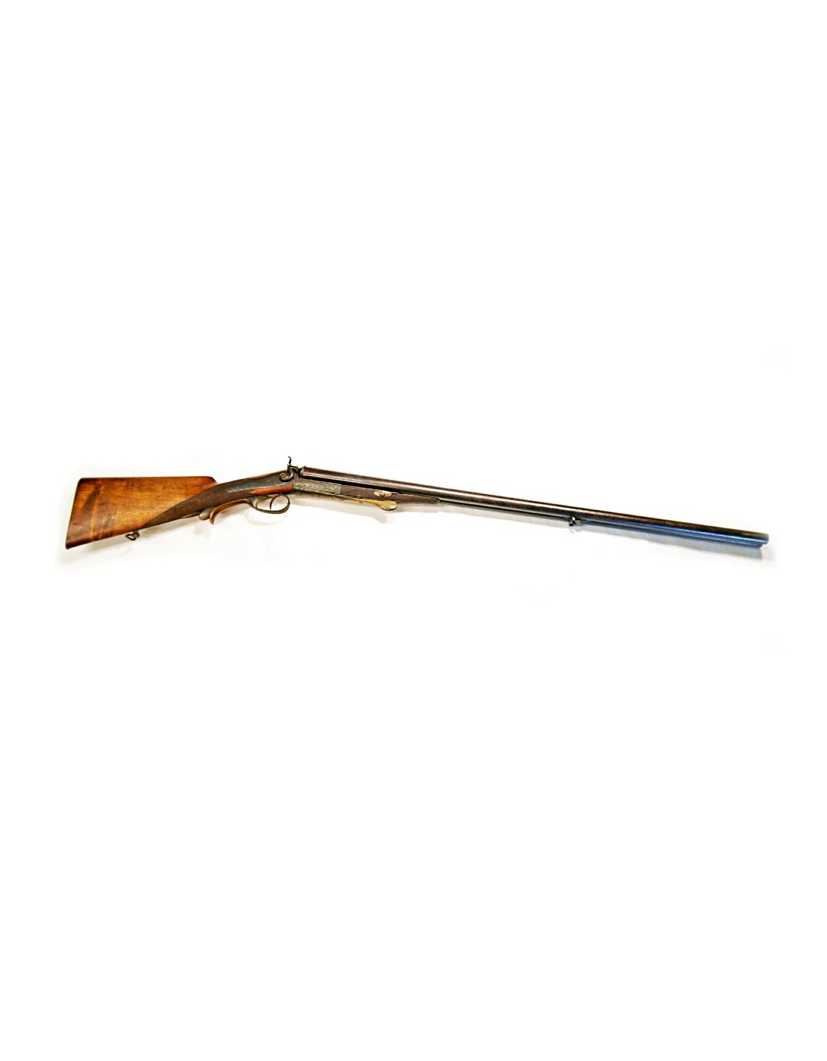Fusil juxtaposé a broche, chien extérieur gravéesans marque calibre:16/65 sans numéro